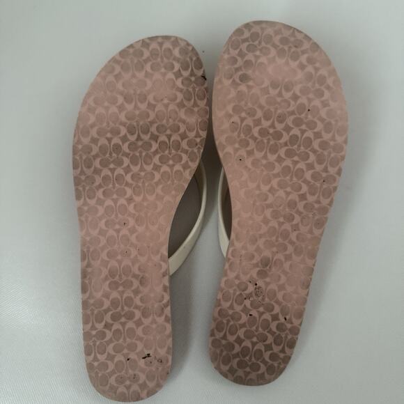 Coach Cosma Jelly Flip Flops Size 8 White Pink Flower Thong Sandals FLAW - Picture 6 of 8